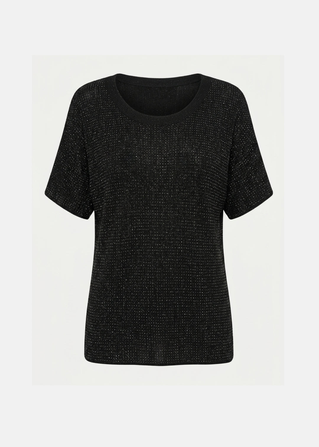 Joseph Ribkoff Metallic Knit Tee with Rhinestones in Black