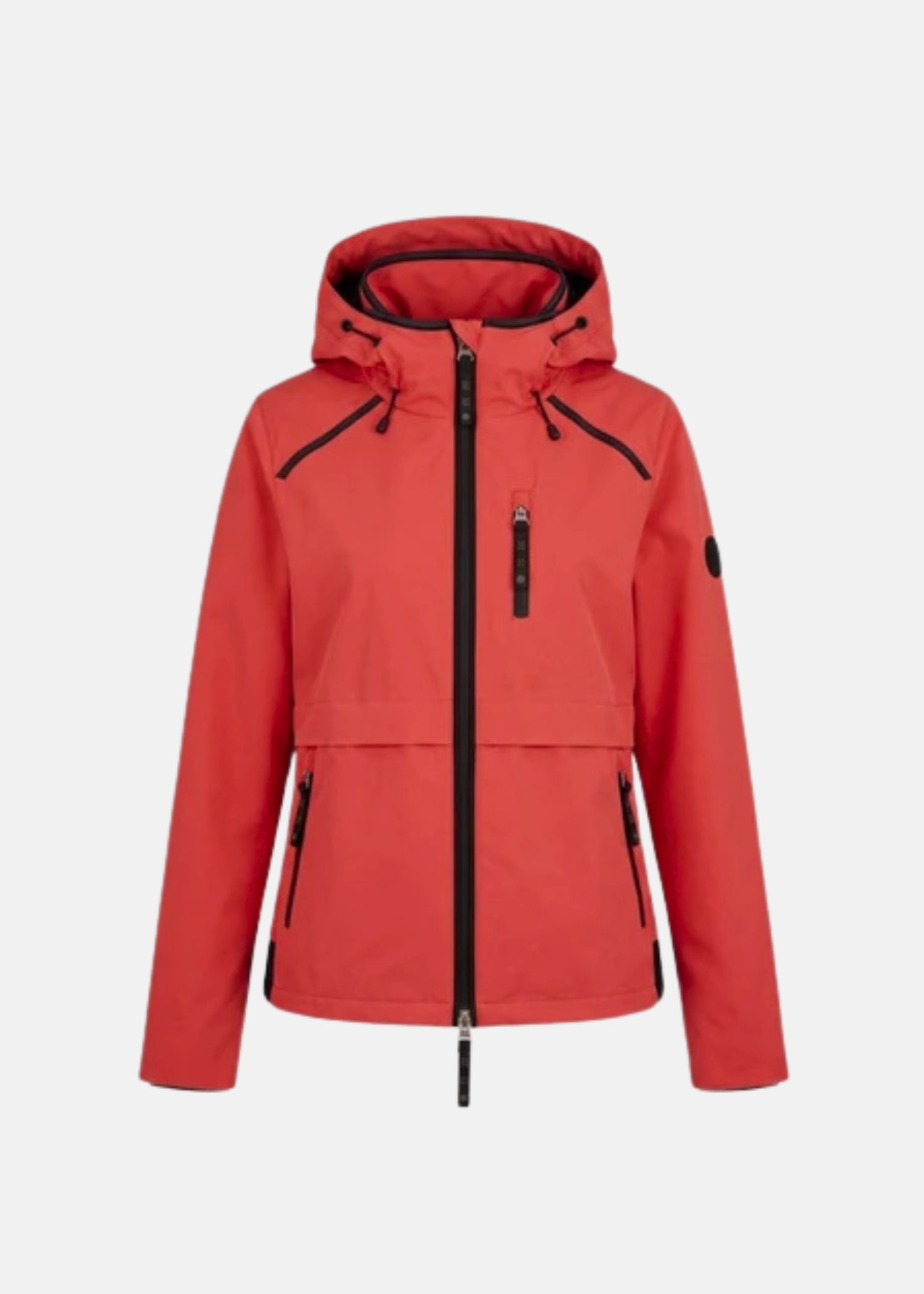 Junge Nikki Performance Jacket with Contrast Zipper and Trimmed Hood in Red