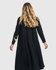 Alembika Flared Viscose Jersey Mix Media Long dress in Black MIx