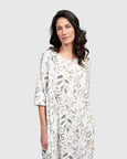 Alembika 3/4 Sleeve Linen Print Dress in Flora