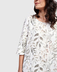 Alembika 3/4 Sleeve Linen Print Dress in Flora