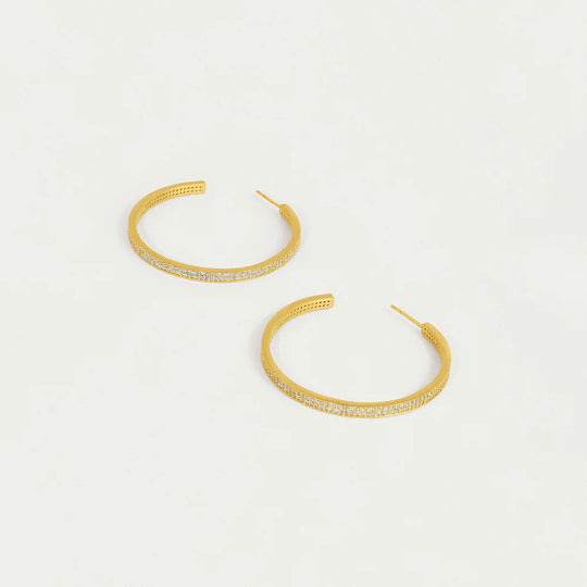 Dean Davidson Petite Pave Midi Hoops in Wht Topaz/Gold