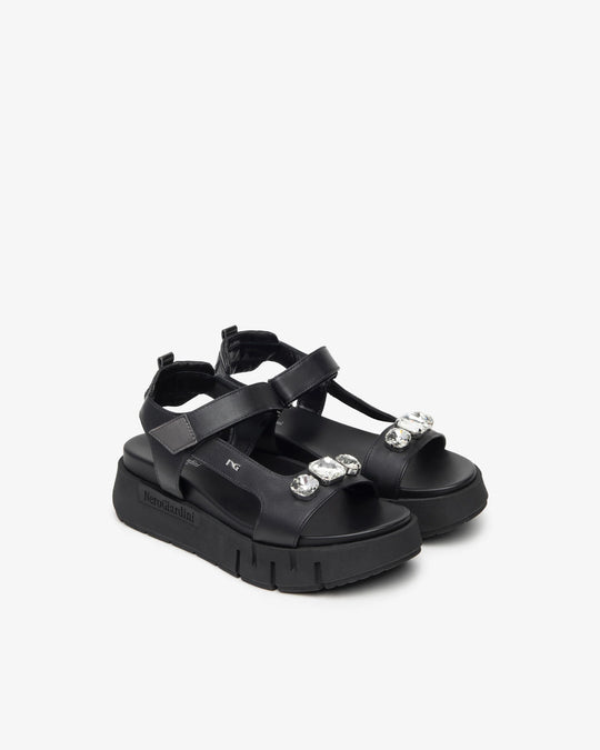 Nero Giardini Tamigi Nero T. Brill Sandal in Athracite/Black