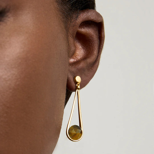 Dean Davidson Mini Ipanema Earrings in Tiger Eye Faceted