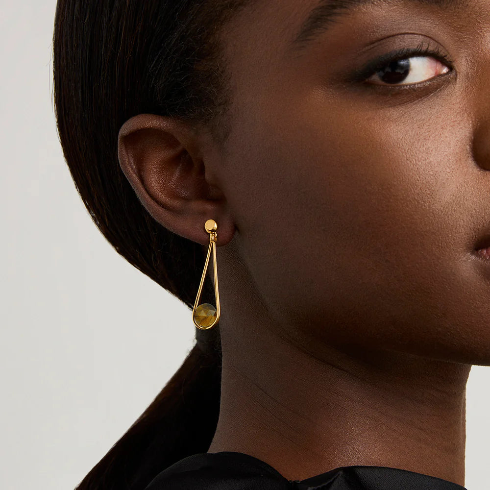 Dean Davidson Mini Ipanema Earrings in Tiger Eye Faceted