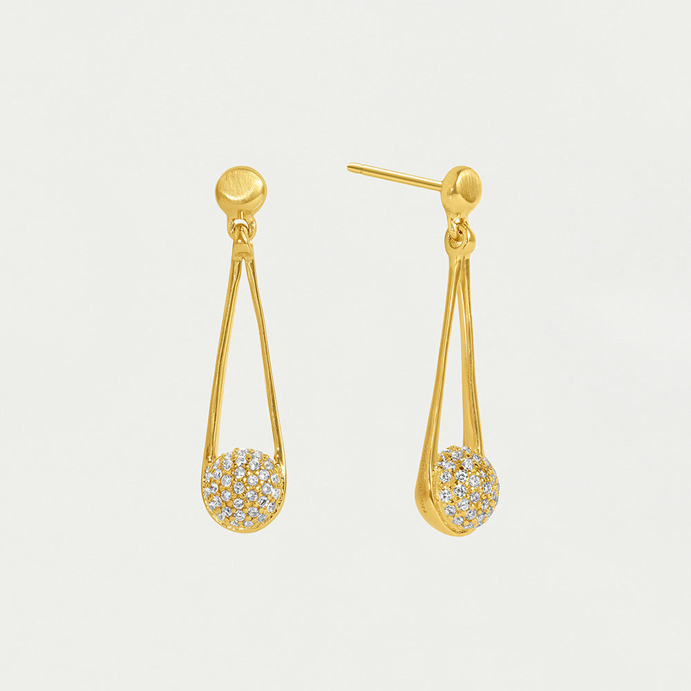 Dean Davidson Petit Ipanema pave drop earrings in gold with topaz stones