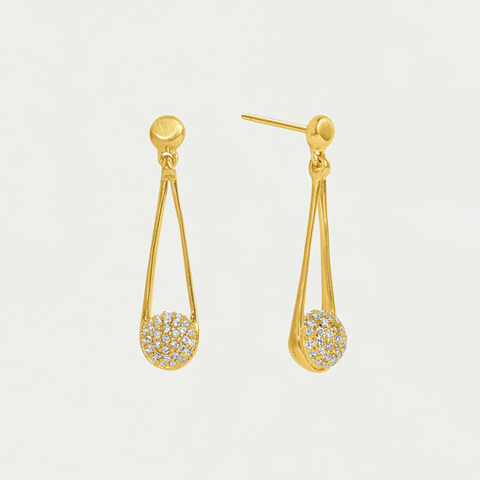 Dean Davidson Petit Ipanema pave drop earrings in gold with topaz stones