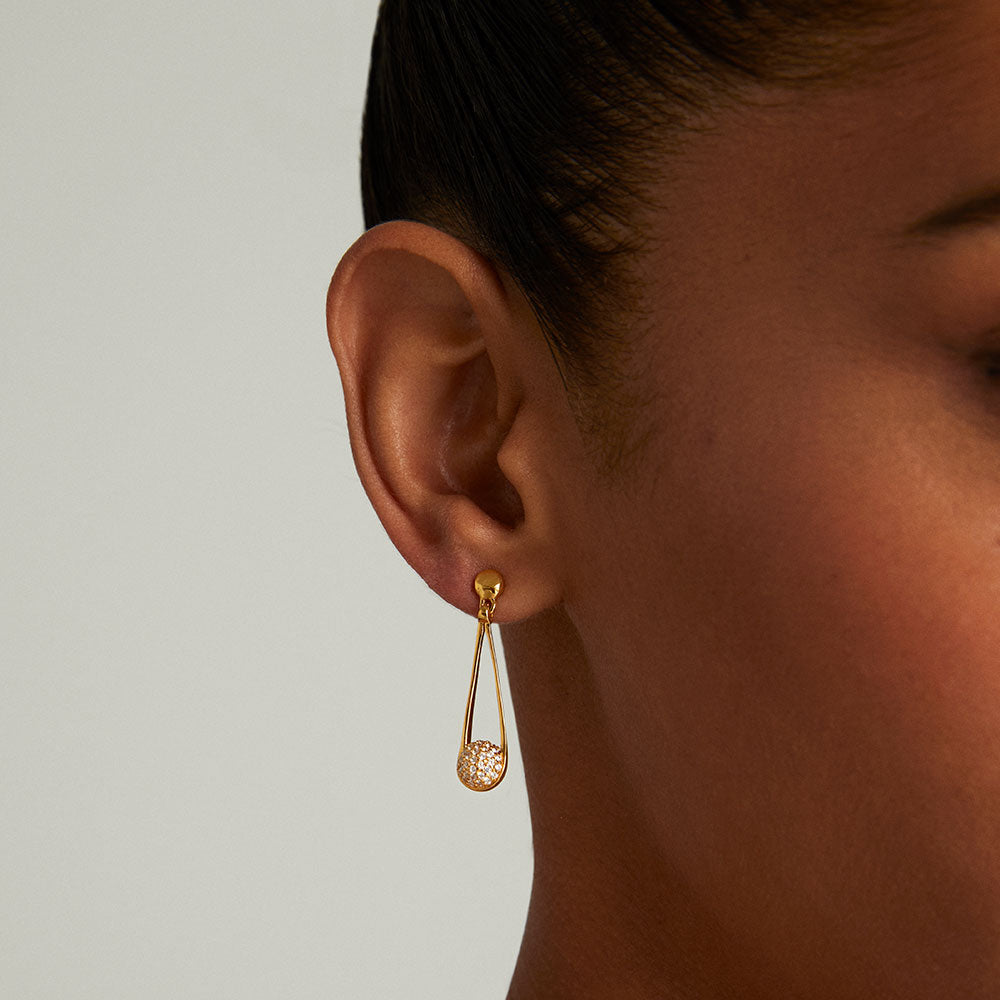 Dean Davidson Petit Ipanema pave drop earring in gold with topaz