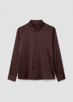 Eileen Fisher Stretch Silk Charmeuse Classic Collar Easy Shirt in Cassis