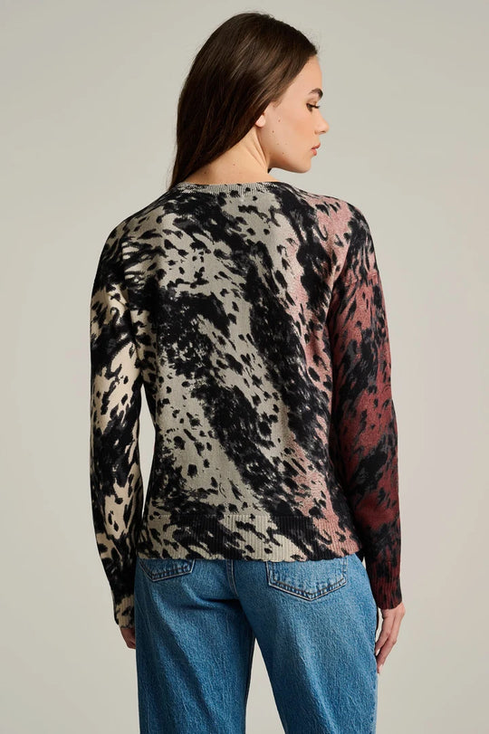 Lisa Todd Running Wild Long Sleeve Abstract Sweater in Ice Chocolate Feather