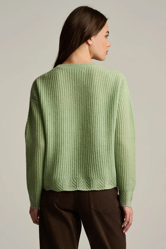 Lisa Todd Pure Ruffle Long Sleeve Cashmere Sweater with Scalloped Hem in Sage