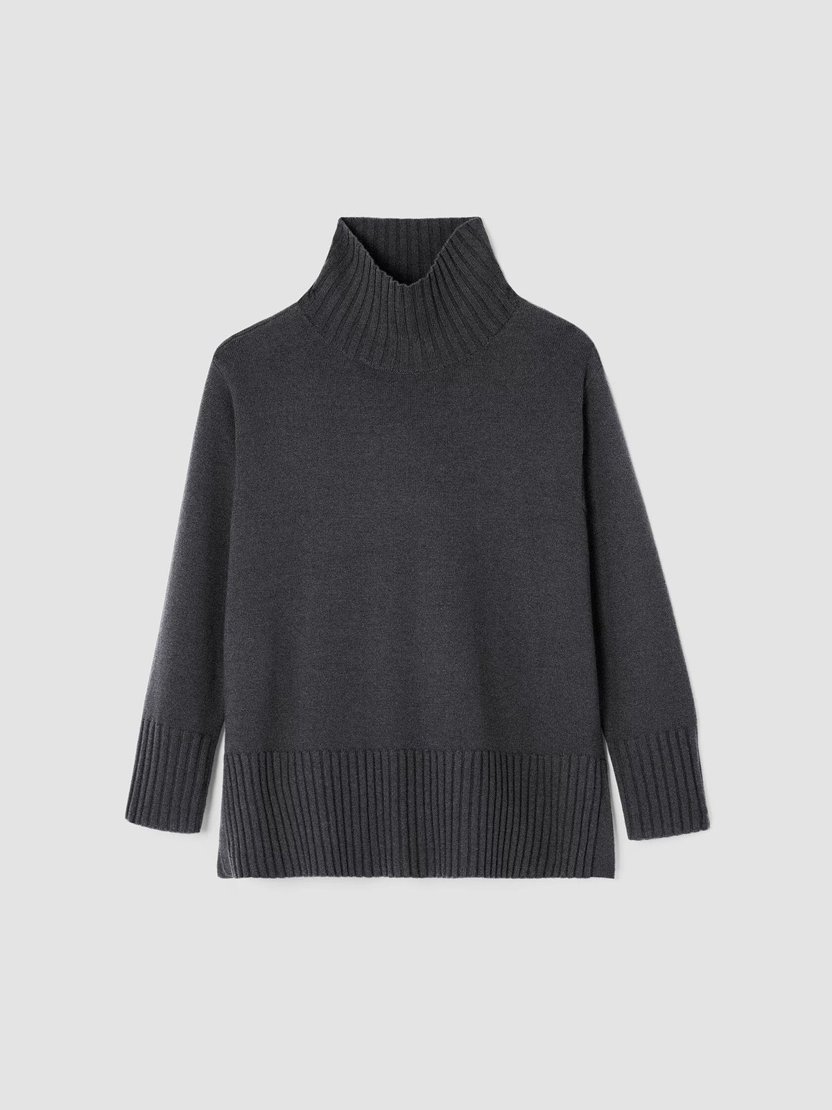 Eileen Fisher Merino Jersey Turtleneck with Square Armhole & Rib Trim ...