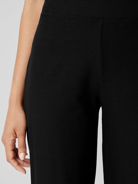 Eileen Fisher Stretch Crepe Straight Leg Ankle Pant in Black