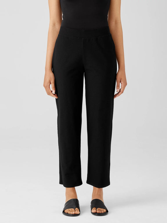 Eileen Fisher Stretch Crepe Straight Leg Ankle Pant in Black