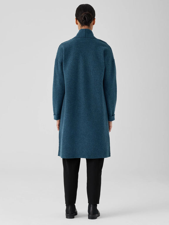 Eileen Fisher Boiled Wool High collar Coat in Alpine