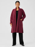 Eileen Fisher Lightweight Boiled Wool High Collar Knee Length Coat