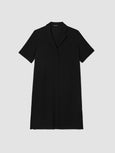 Eileen Fisher Silk Georgette Crepe Shirt Dress in Black