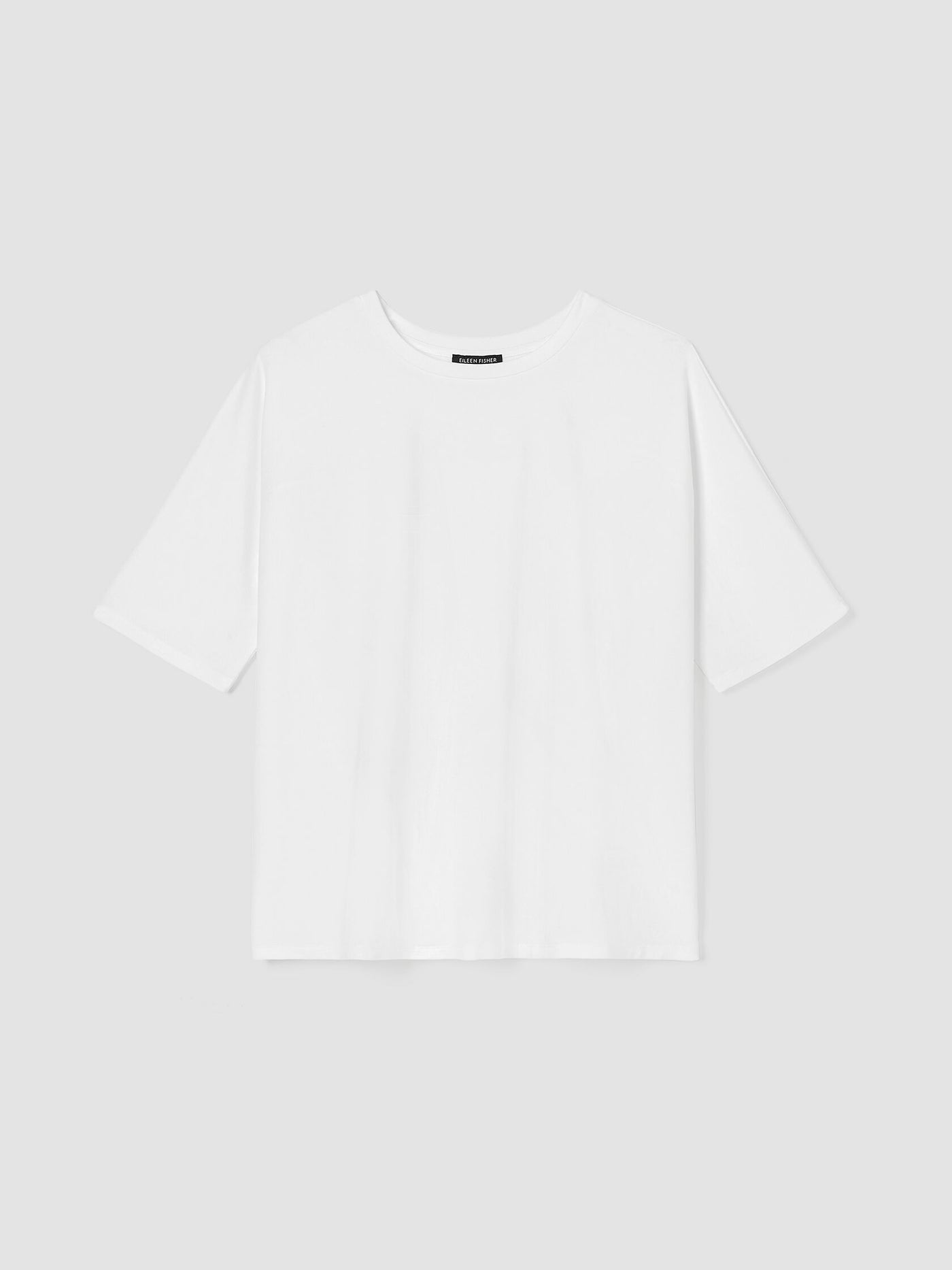 Eileen Fisher Jersey Knit Crewneck Boxy Tee with Pleat back in White
