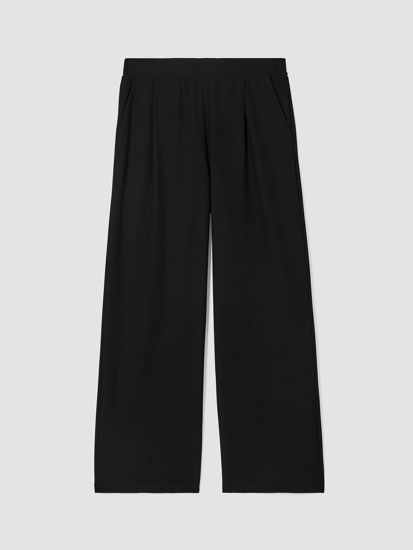 Eileen Fisher Washable Stretch Crepe High Waisted Full Length Wide Pant in Black