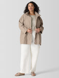 Eileen Fisher Stand Collar Coat with Hidden Hood in Reed