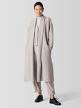 Eileen Fisher Light Weight Boiled Wool High Collar Coat in Dove