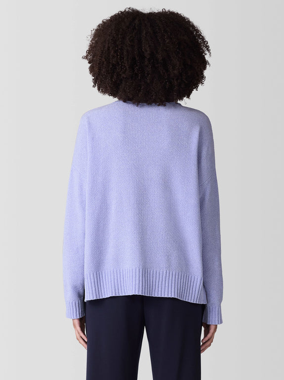 Eileen Fisher Cotton Chenille Jewel Neck Sweater in Petal