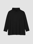 Eileen Fisher Cozy Brushed Terry Long Tunic with Side Slits in Black