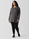 Eileen Fisher Striped Cozy Brushed Terry Side slit Tunic in Black/Ash