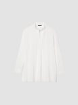 Eileen Fisher Silk Georgette Stand collar Pleat Front Tunic in Ivory