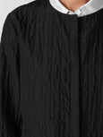 Eileen Fisher Silk Habutai Round Neck Jacket in Black