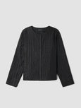 Eileen Fisher Silk Habutai Round Neck Jacket in Black