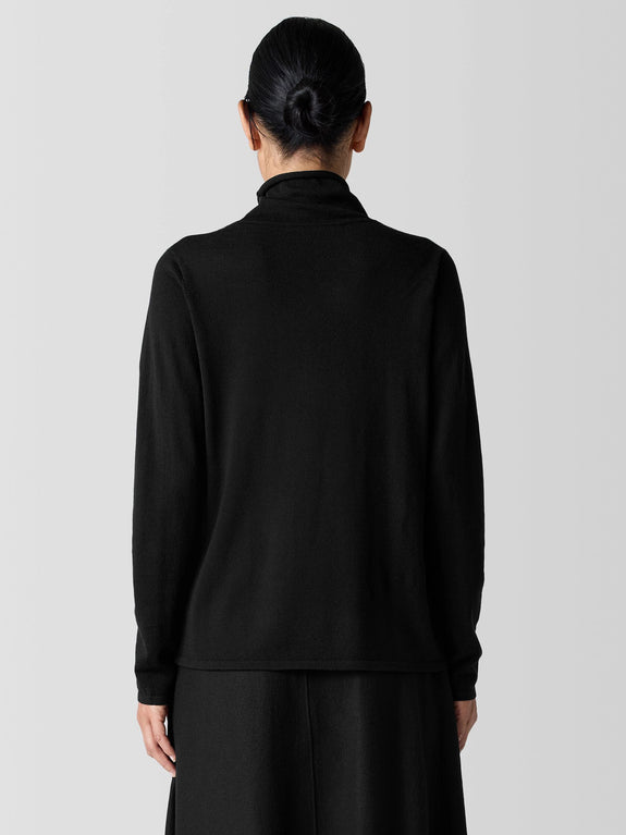 Eileen Fisher Fine Merino Long Sleeve Turtleneck in Black