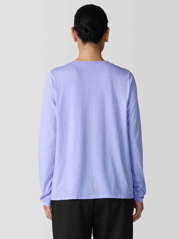 Eileen Fisher Pima Cotton Round Neck Long Sleeve Tee in Petal