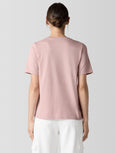 Eileen Fisher Pima Cotton Round Neck Short Sleeve Tee in Powder