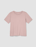 Eileen Fisher Pima Cotton Round Neck Short Sleeve Tee in Powder