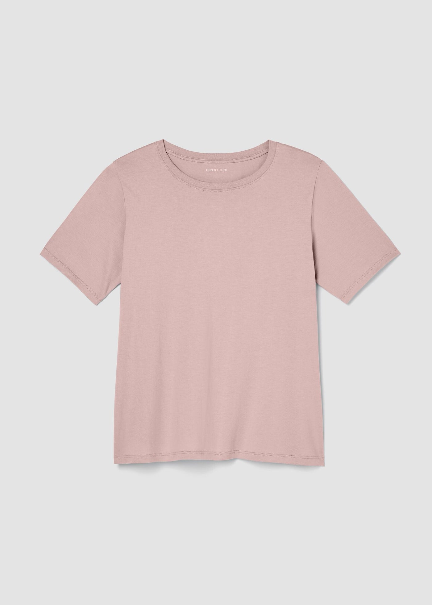 Eileen Fisher Pima Cotton Round Neck Short Sleeve Tee in Powder