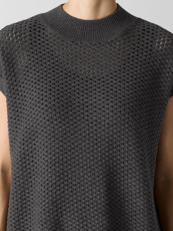 Eileen Fisher Crochet Popover Vest in Charcoal