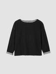 Eileen Fisher Double knit Cotton Reversible Top with Stripe in Black