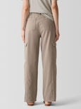 Eileen Fisher Garment Dyed Utility Wide Leg Cargo Pant in Reed