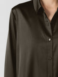 Eileen Fisher Stretch Silk Charmeuse Easy Shirt in Wren