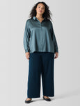 Eileen Fisher Stretch Silk Charmeuse Easy Shirt in Eucalyptus