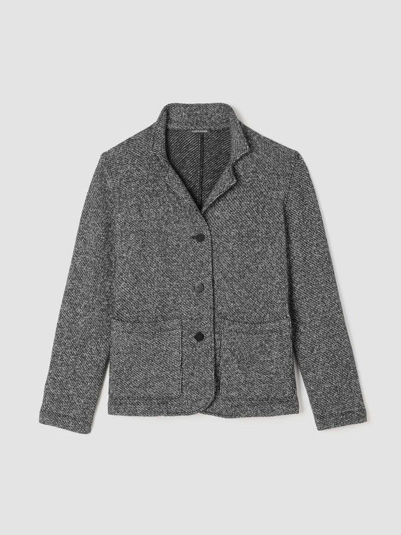 Eileen Fisher Organic Cotton Twisted Terry Stand Collar Jacket in Ink