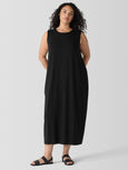 Eileen Fisher Stretch Jersey Full Length Oval Shaped Dress in Black