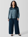 Eileen Fisher Wide Leg Flex Ponte Ankle Pant in Deep Adriatic