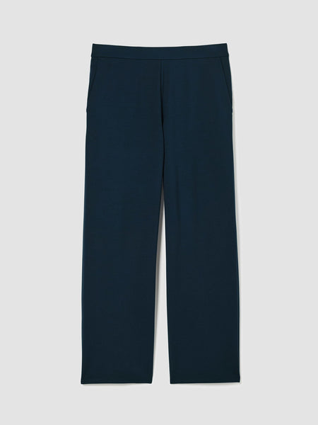 Eileen Fisher Wide Leg Flex Ponte Ankle Pant in Deep Adriatic