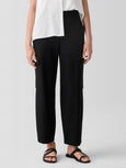 Eileen Fisher Washable Stretch Crepe Ankle Lantern Cargo Pant in Black