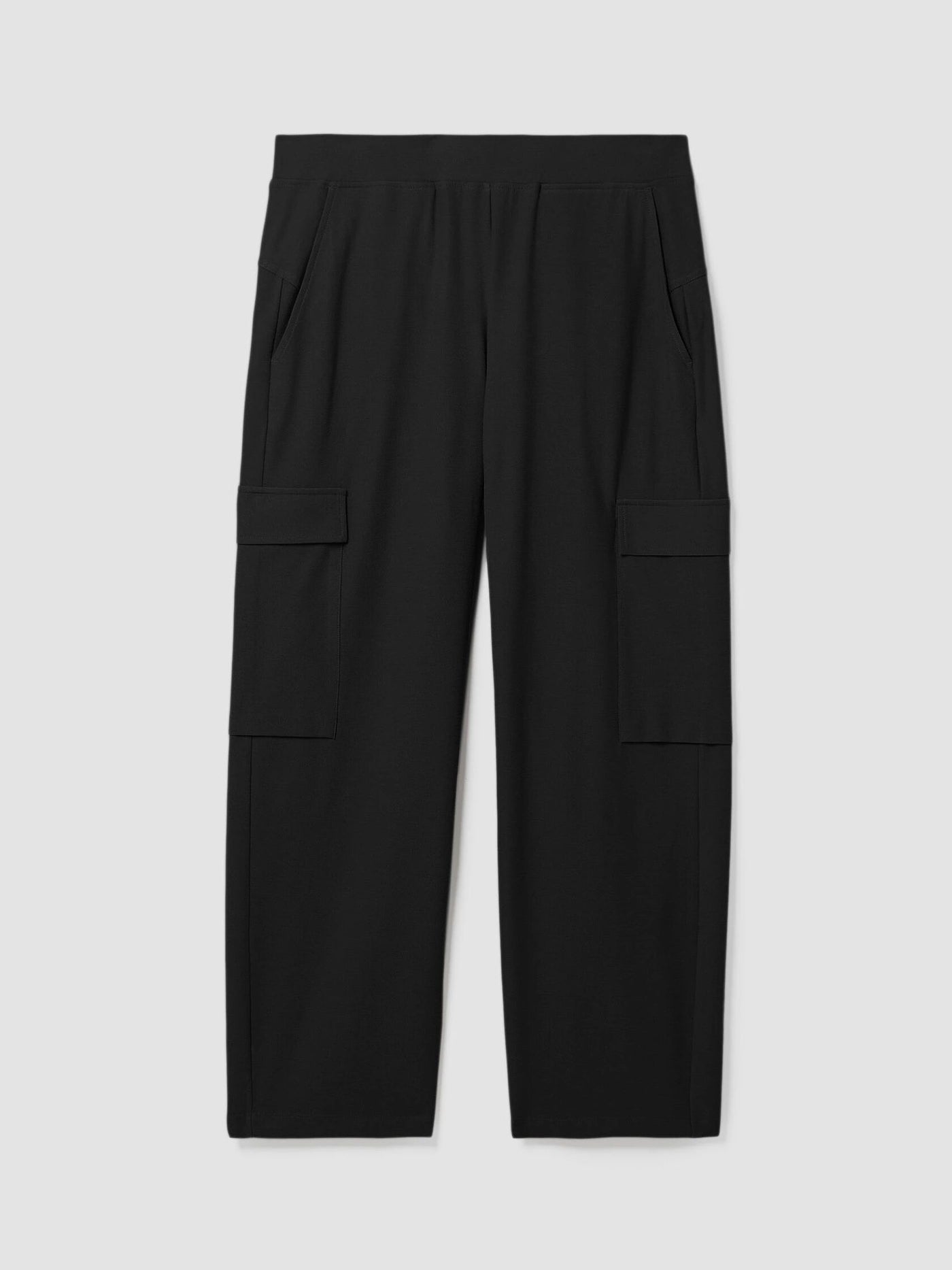 Eileen Fisher Washable Stretch Crepe Ankle Lantern Cargo Pant in Black