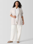 Eileen Fisher Cotton Tweed Notch Collar Long Blazer in Dove