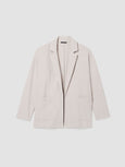 Eileen Fisher Cotton Tweed Notch Collar Long Blazer in Dove