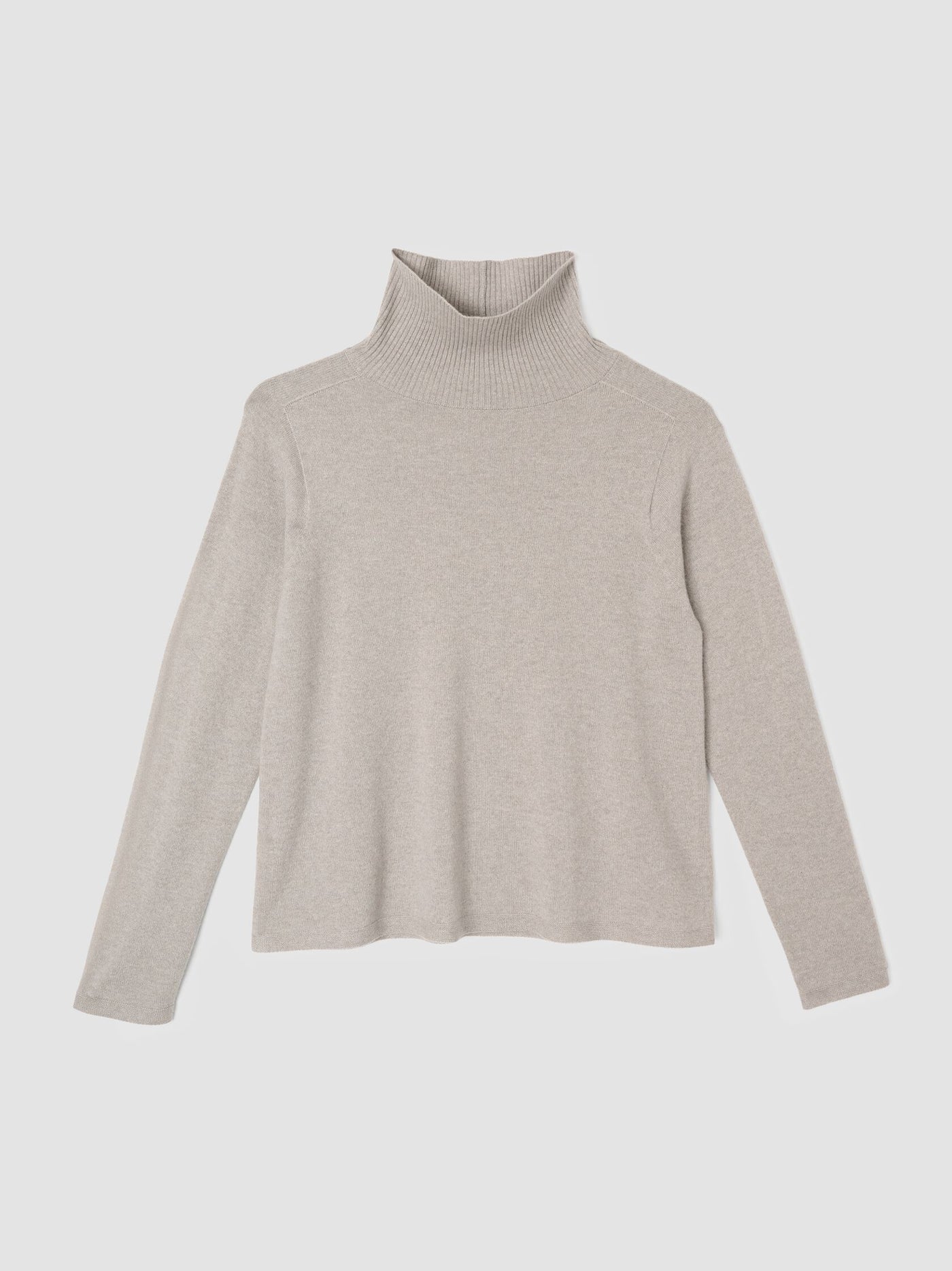 Eileen Fisher Italian Cashmere Turtleneck Box Top Sweater in Dove